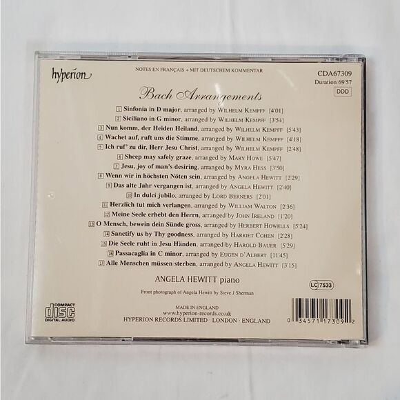 Bach Arrangements, Angela Hewitt Music [CD] - Picture 4 of 4